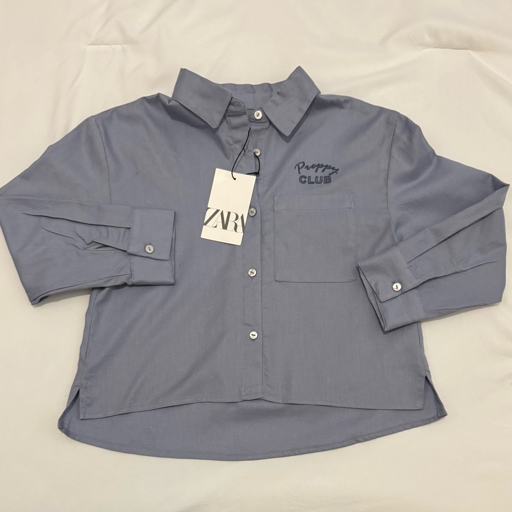 Zara Preppy Long Sleeve Button Up - NEW - Size 8-9
